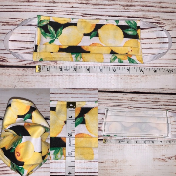 Accessories - Lemon print hand sewn face mask for adult. NWOT